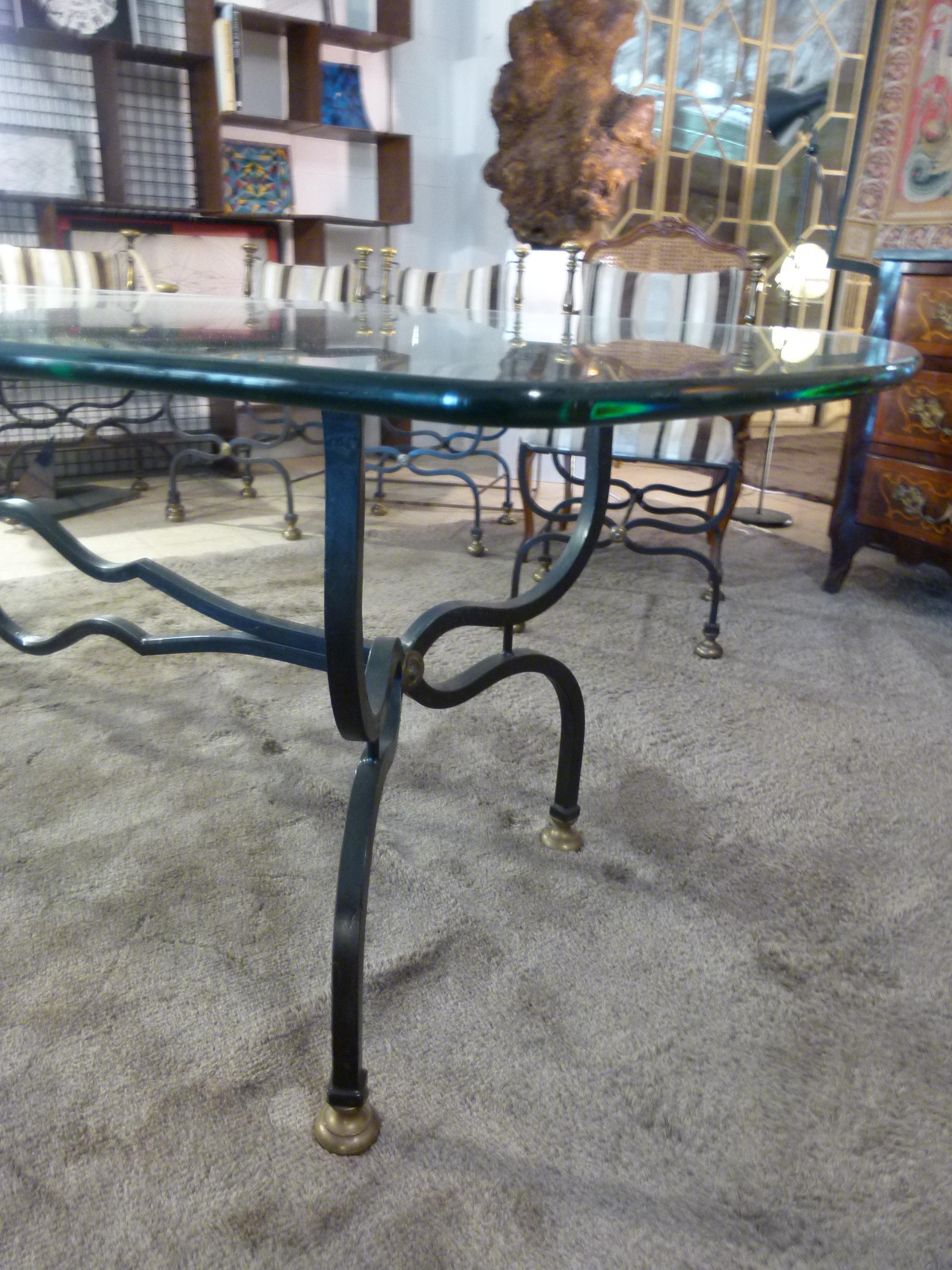 20th Century Glass Dining Table with 6 Chairs and 2 Armchairs.