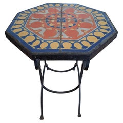 Wrought Iron Base California Pottery Tile Top Table Malibu Potteries