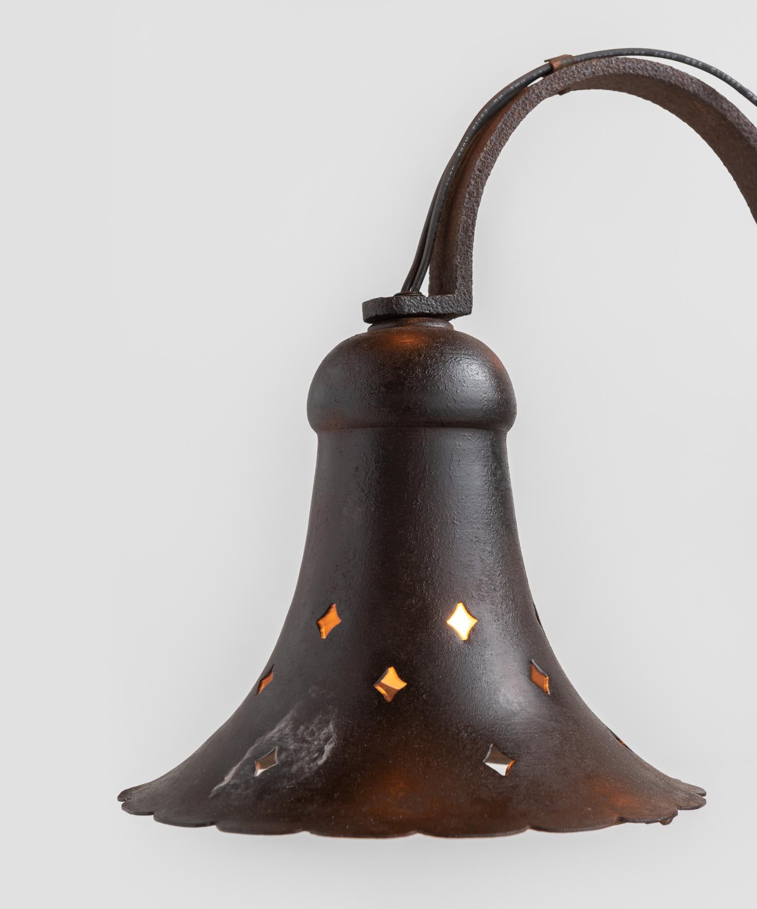 Wrought Iron Bell Chandelier, America, circa 1940 In Excellent Condition In Culver City, CA