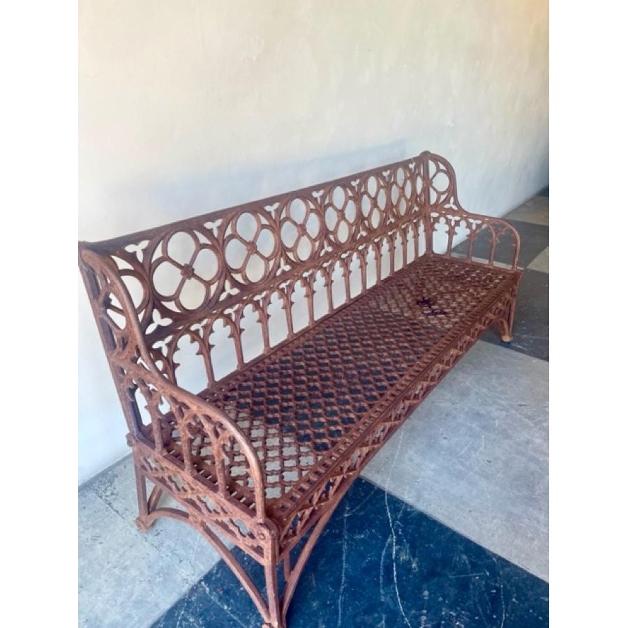 Wrought Iron Bench, FR-1173 In Distressed Condition For Sale In Scottsdale, AZ