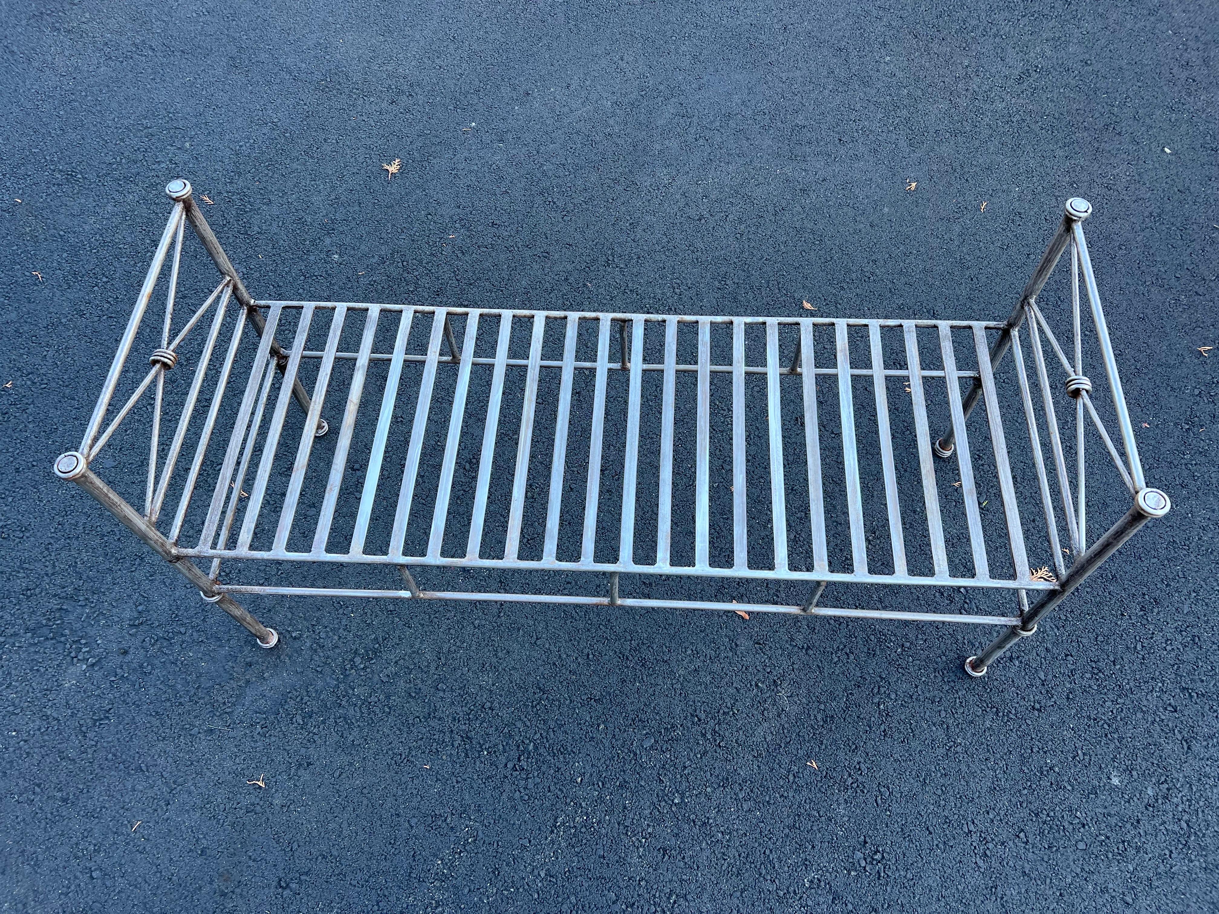Wrought Iron Bench or Settee in Silver Gray (2 available) For Sale 9