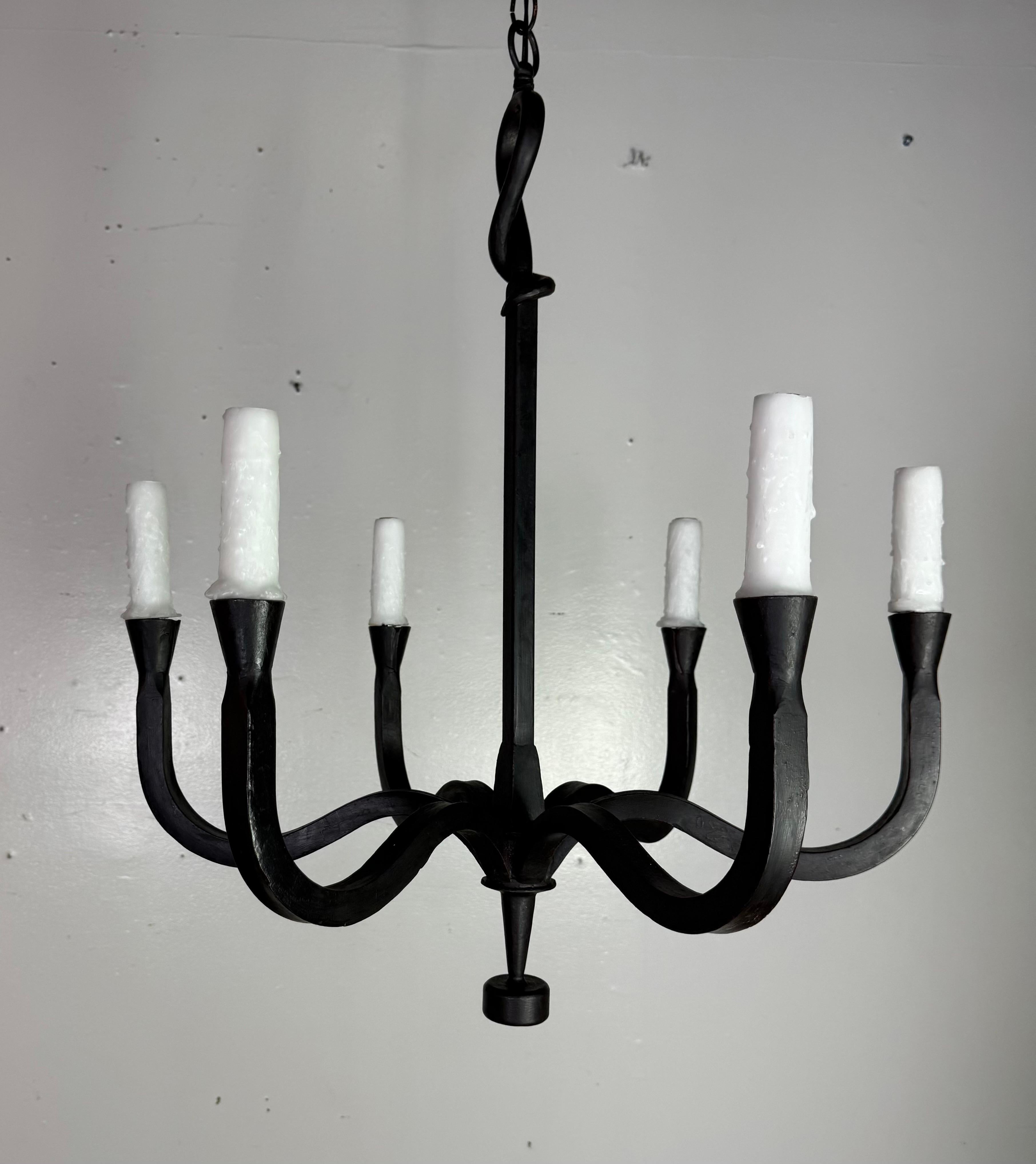 Forged Wrought Iron Benedict Chandelier by Miamar Home For Sale