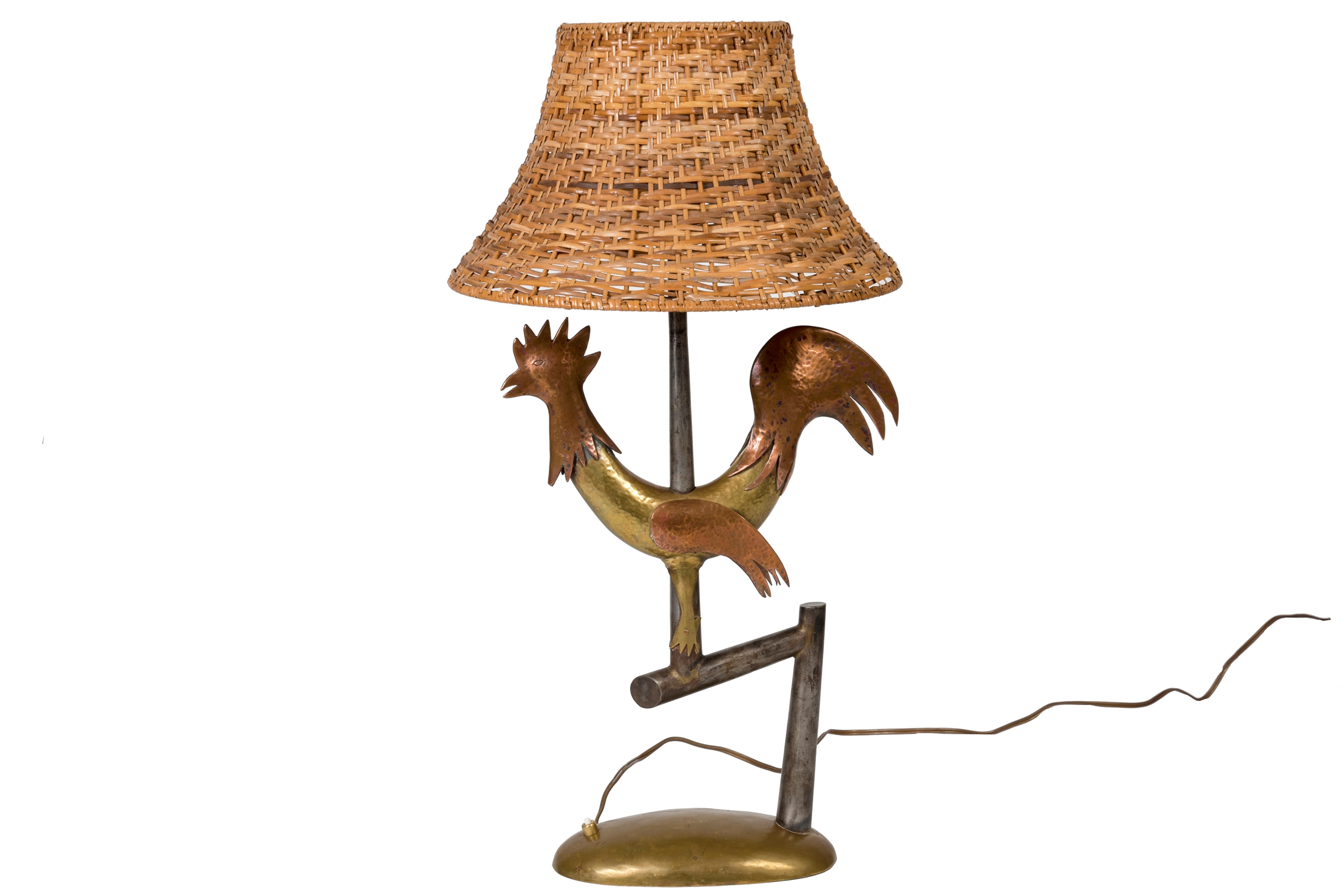Milieu du XXe siècle Lampe oiseau en fer forgé en vente