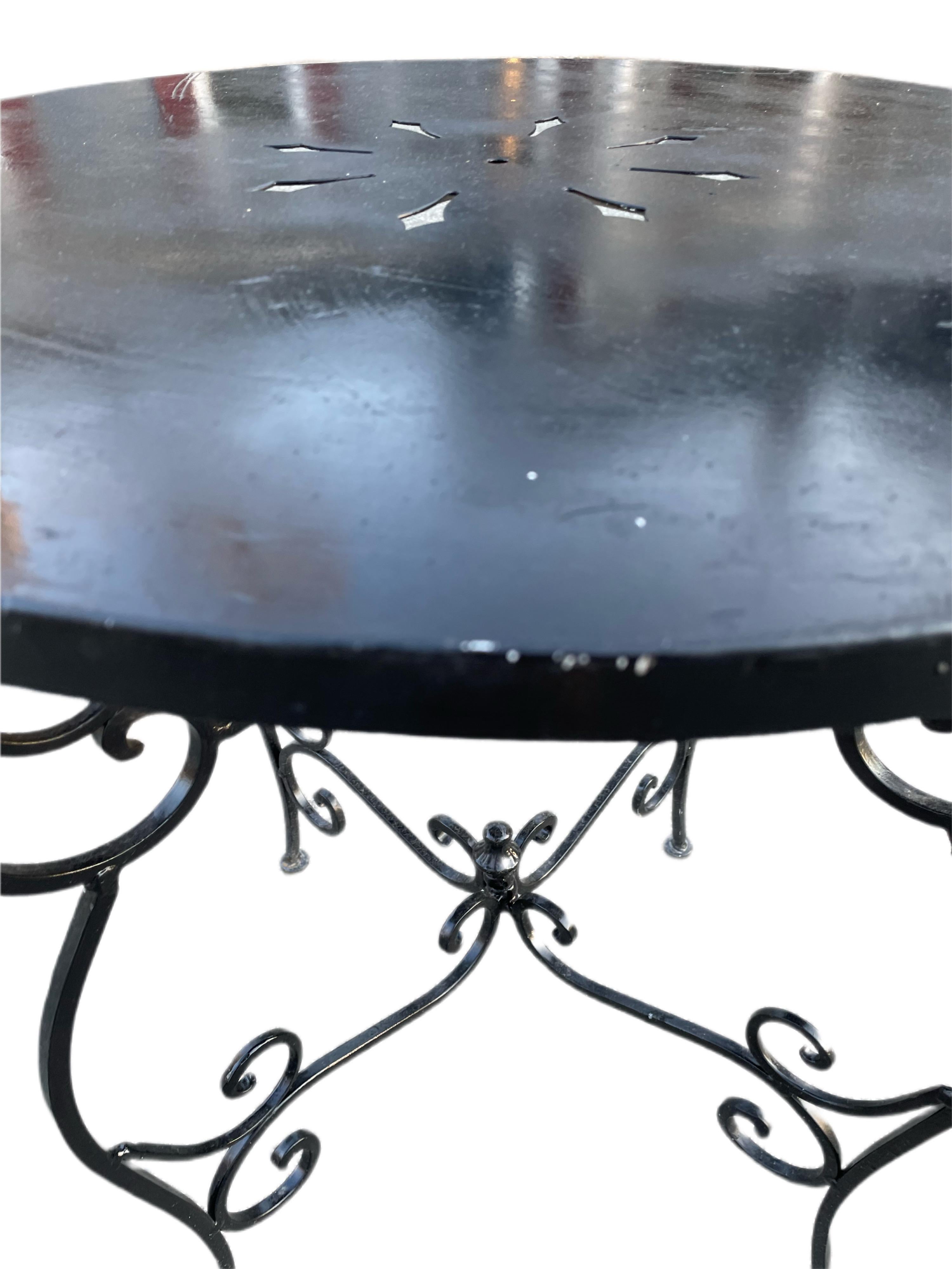 Mid-Century Modern Wrought Iron Bistro Cafe Table For Sale
