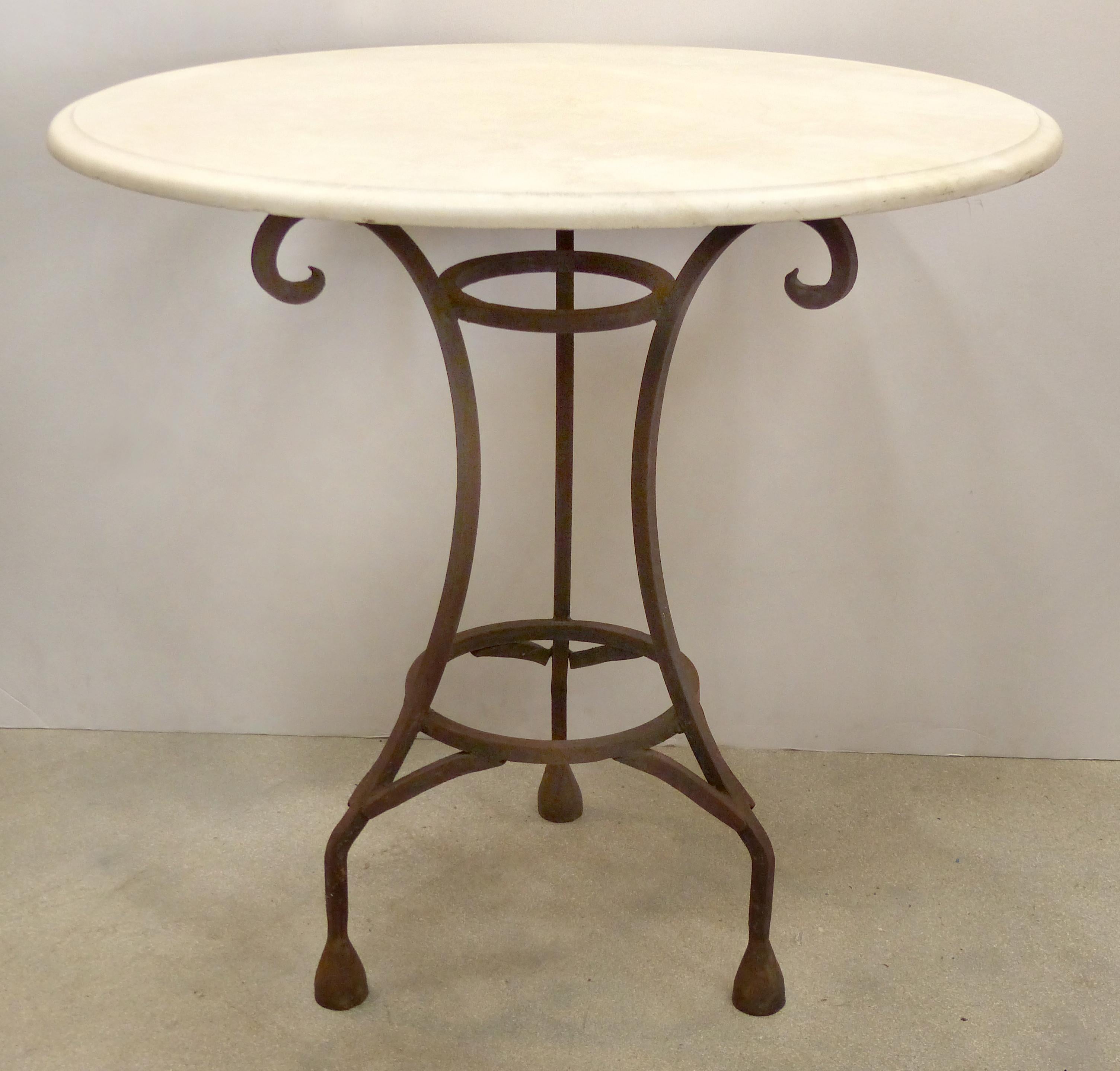 Wrought Iron Bistro Table with a Stone Top For Sale at 1stDibs stone
