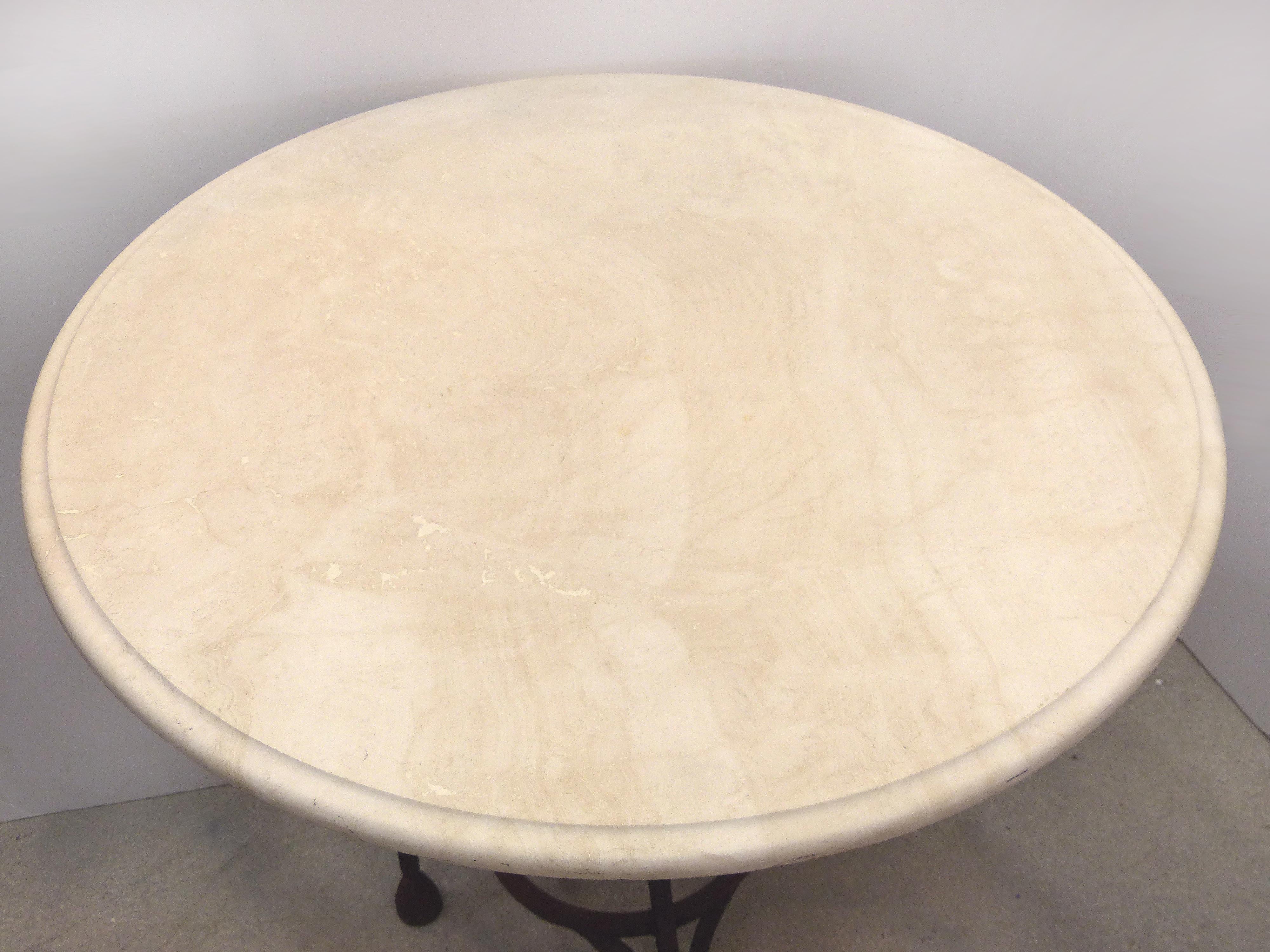 Wrought Iron Bistro Table with a Stone Top For Sale at 1stDibs stone