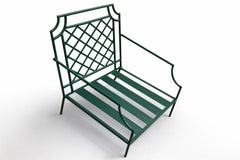 Wrought Iron Black Lounge Chair with White Fabric