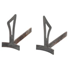 Andirons "Blades" de hierro forjado, Francia Años 60