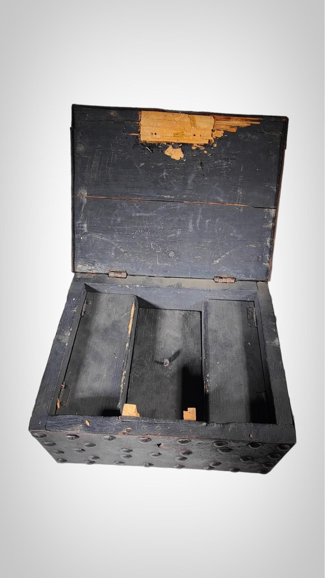 Wrought Iron Wrought iron box with secret 18th century For Sale