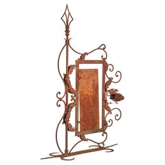Used Wrought Iron Bracket with Sign Panel and Grape Design