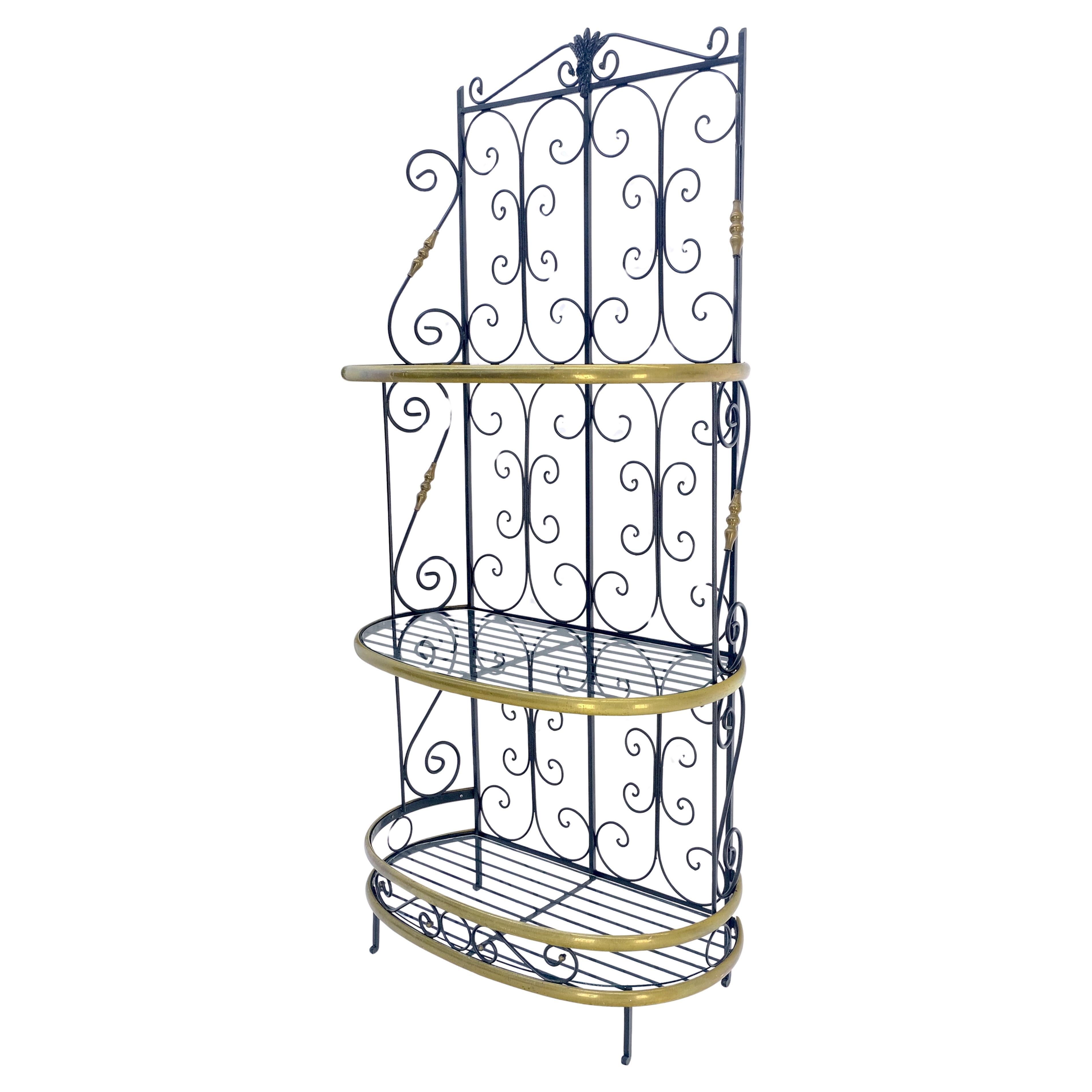 Schmiedeeisen 
Messing 38" Breite abgerundete Regal Bäcker Rack MINT im Angebot