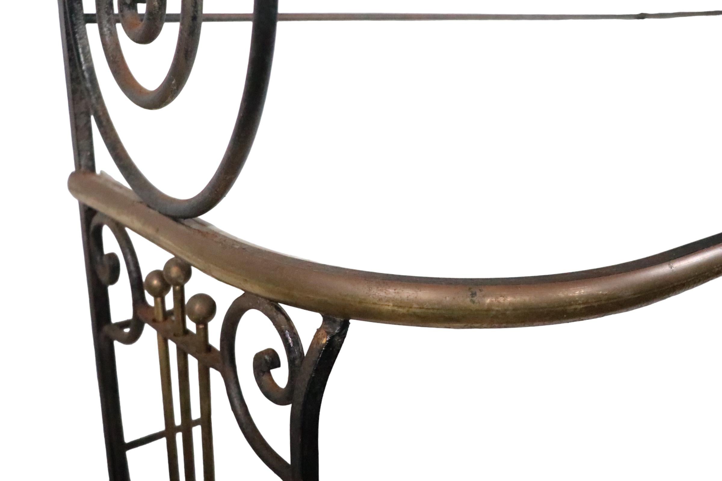 Wrought Iron Brass and Glass French Style Bakers Rack c. Mid 20th C. 8