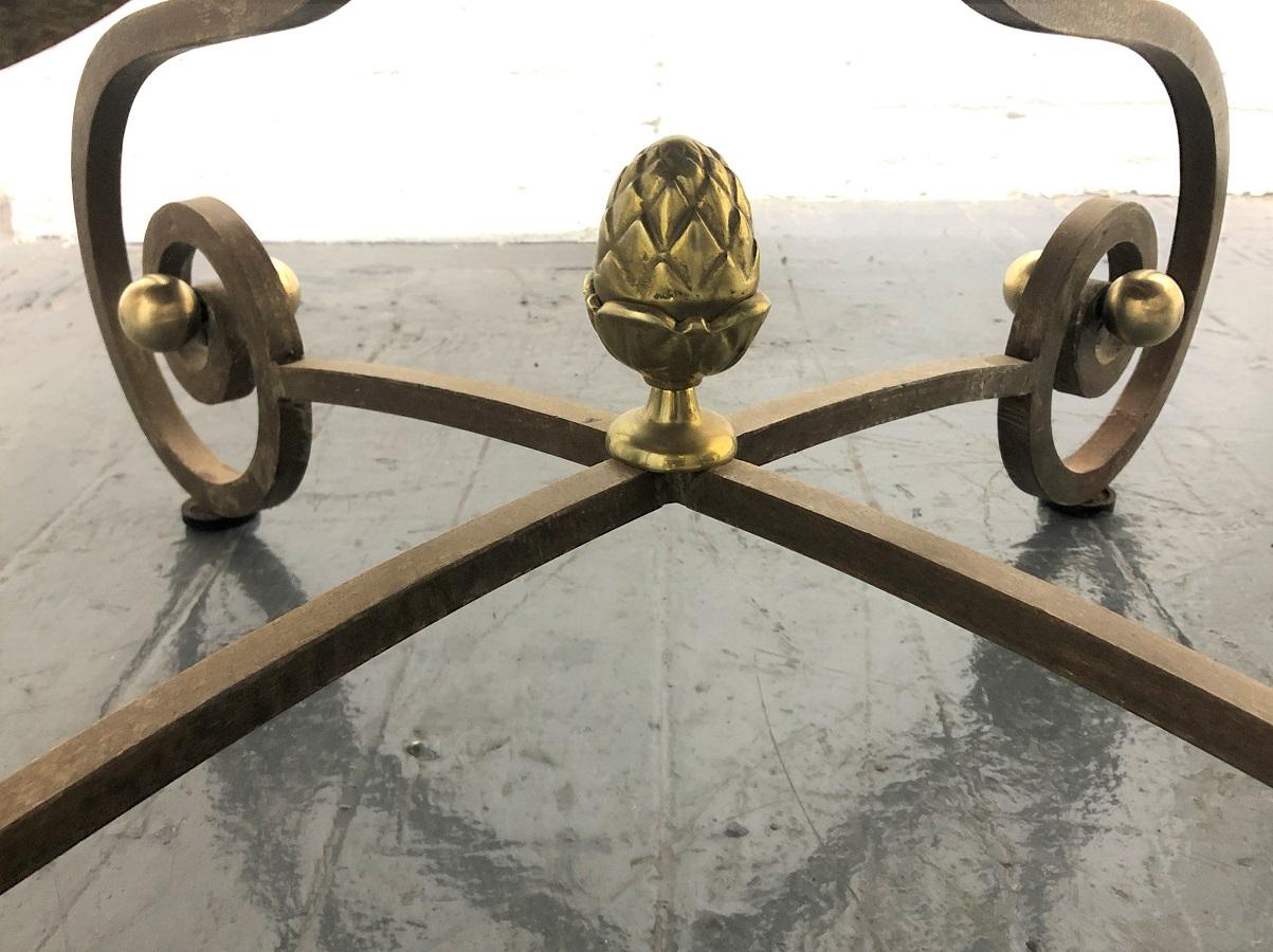 Wrought Iron & Brass Center Table For Sale 1