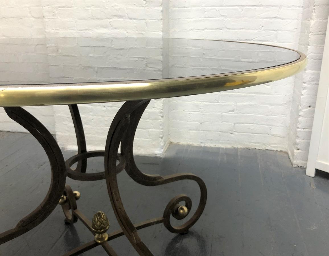 Wrought Iron & Brass Center Table For Sale 2