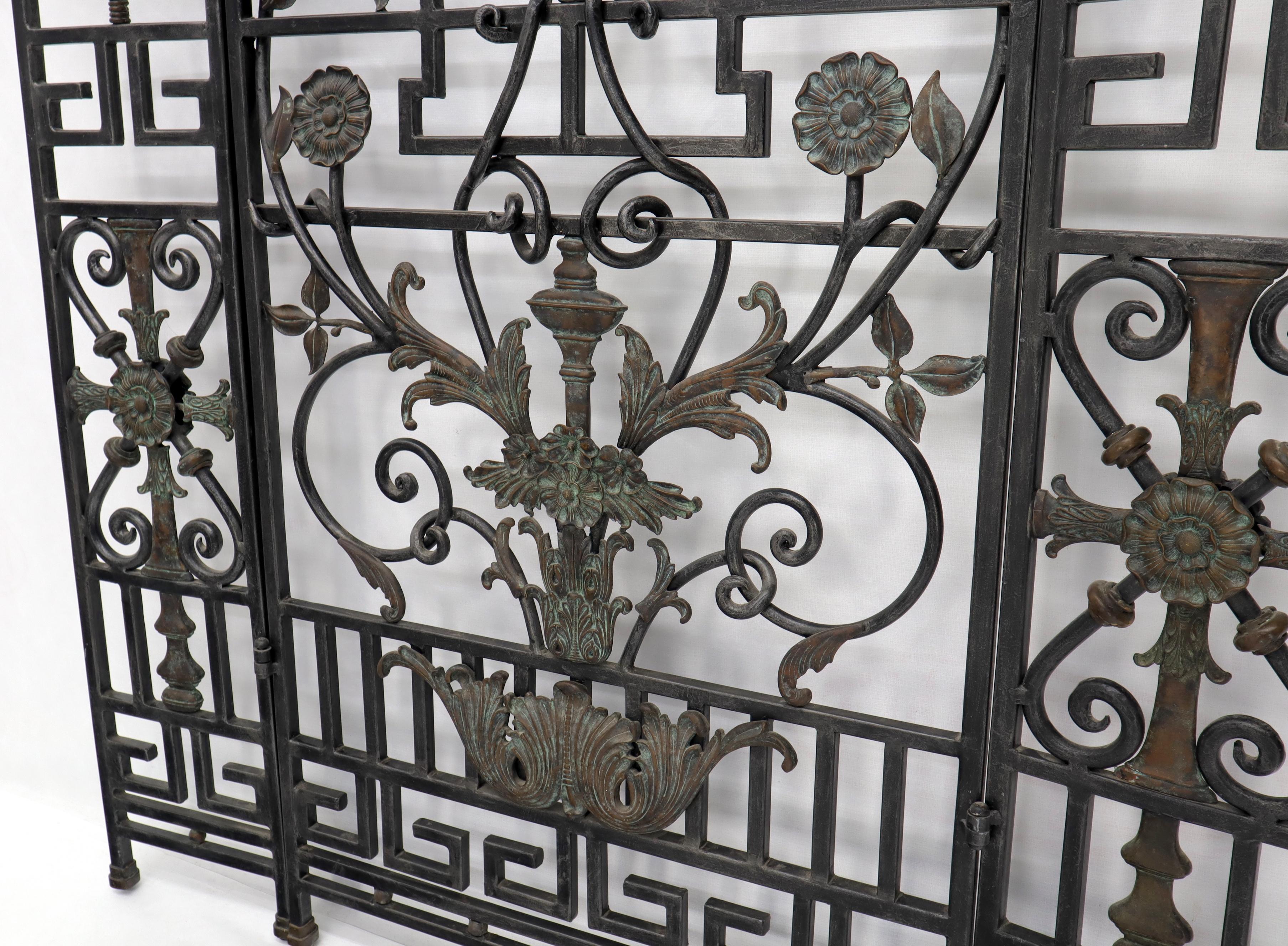 Paravent décoratif en fer forgé et laiton Porte de séparation de pièce 1