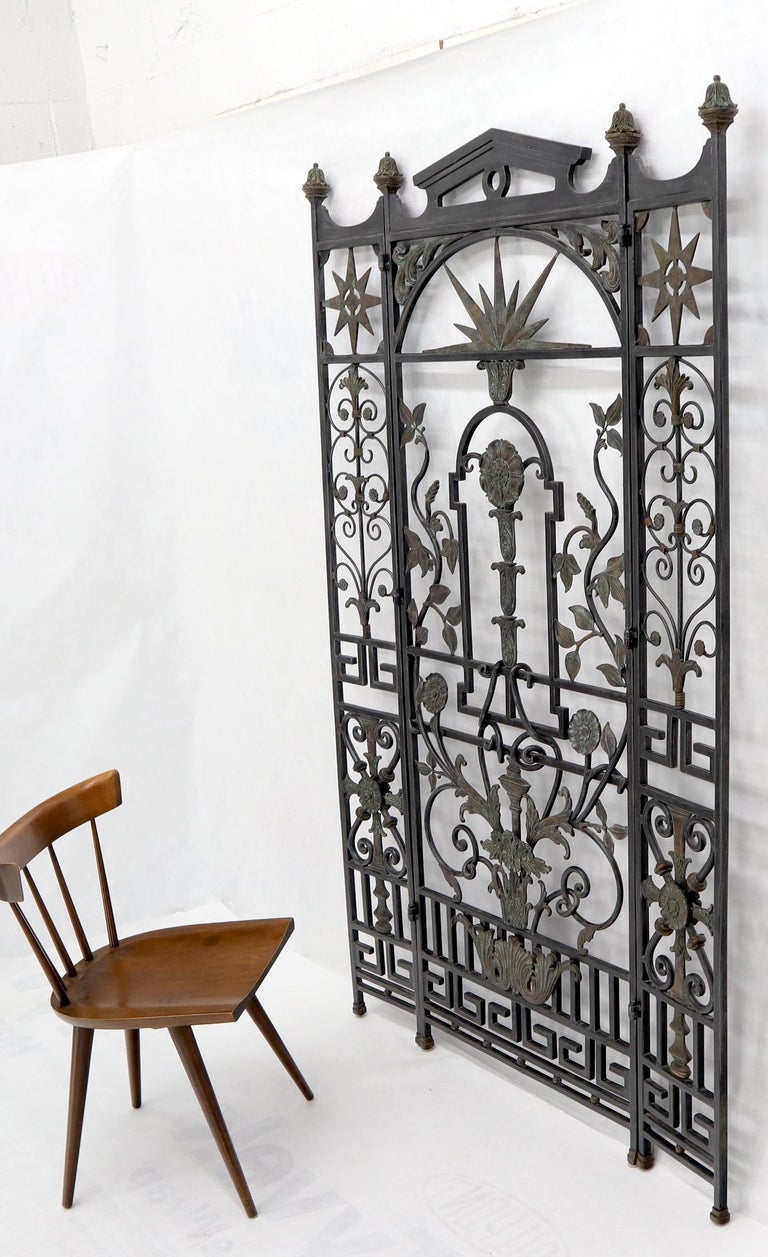 Wrought Iron and Brass Decorative Folding Screen Room Divider Gate at 1stDibs