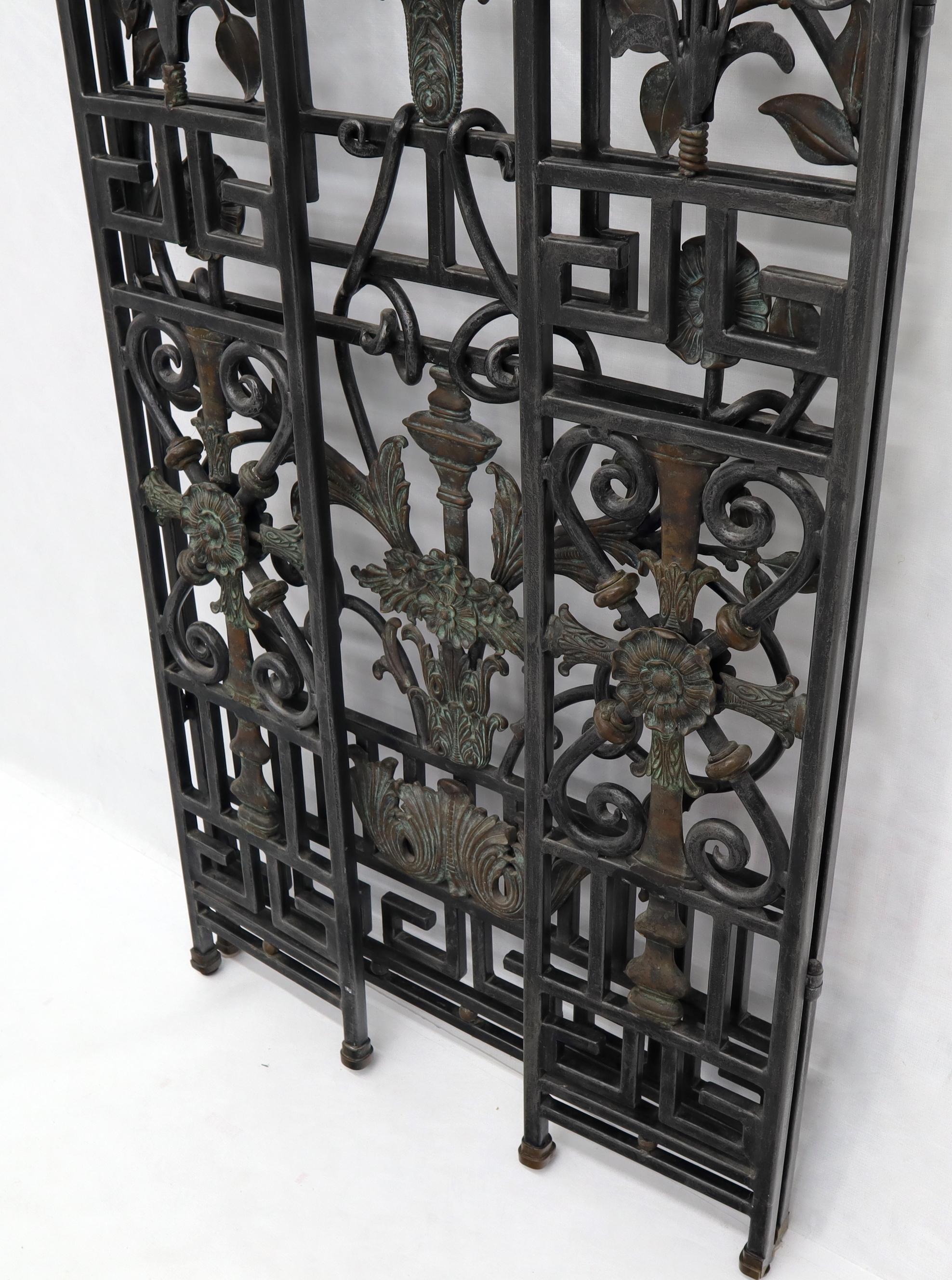 Mid-Century Modern Paravent décoratif en fer forgé et laiton Porte de séparation de pièce