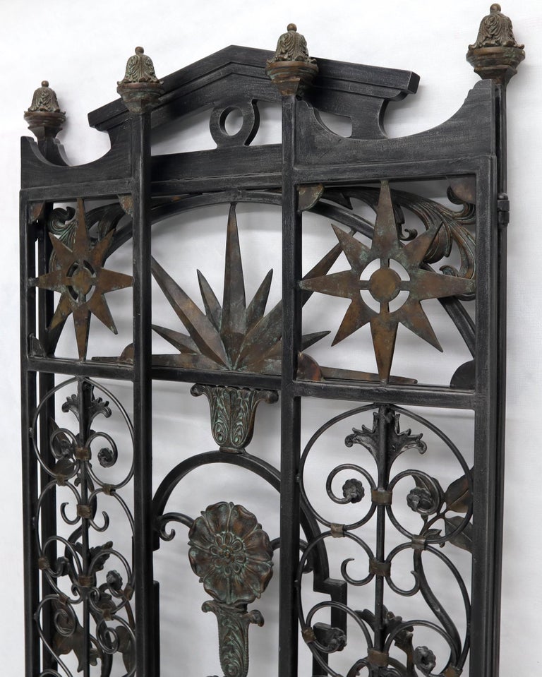Wrought Iron and Brass Decorative Folding Screen Room Divider Gate at 1stDibs