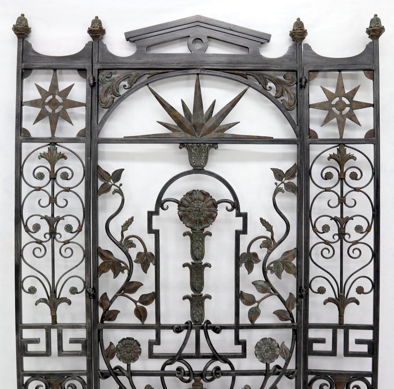 Wrought Iron and Brass Decorative Folding Screen Room Divider Gate at 1stDibs
