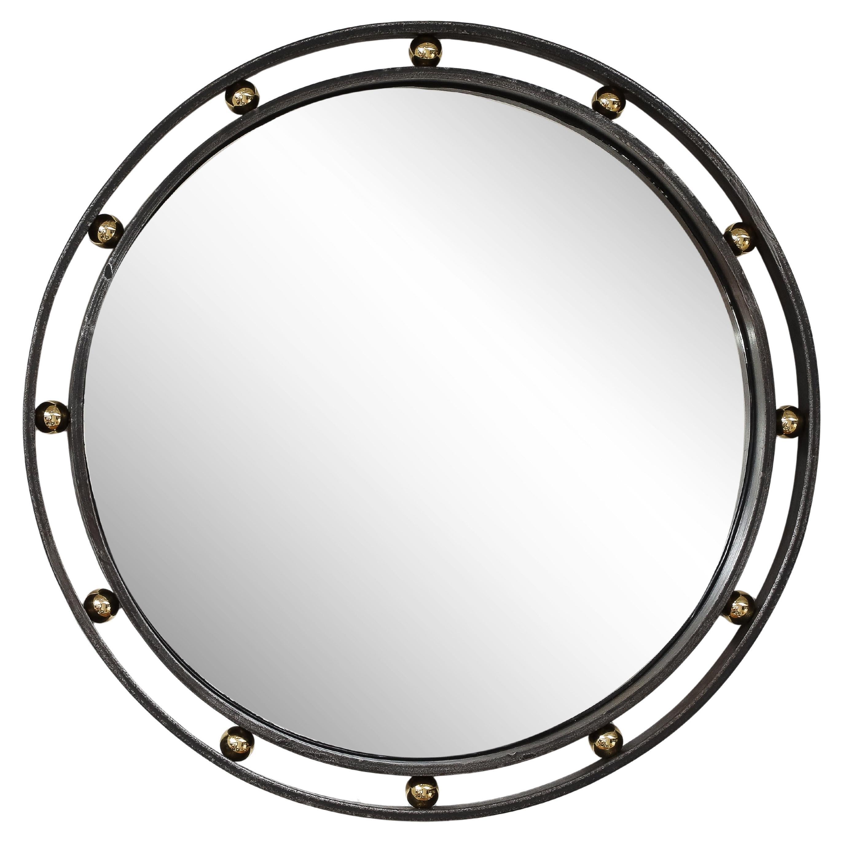 Miroir rond de style moderne français des années 1940, France
