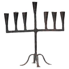 Wrought iron brutalist candlestick 7 candles French 60's