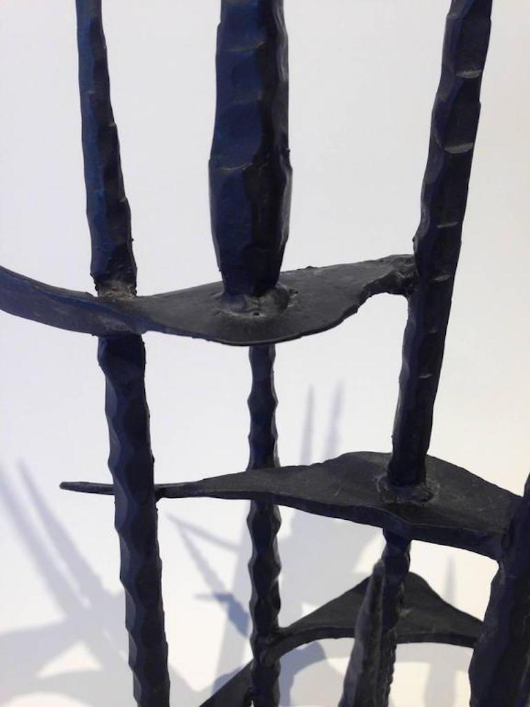 A vintage wrought iron sculpture by Turkish born artist David Palombo, 1960s. Mr. Palombo's sculptures evoke the spires and Gothic embellishments of medieval architecture.