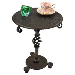 Schmiedeeisen Brutalist Beistelltisch Gueridon / Drinks Table / End Table