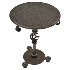 Mesa Auxiliar Brutalista de Hierro Forjado Gueridón / Mesa de Bebidas / Mesa Auxiliar