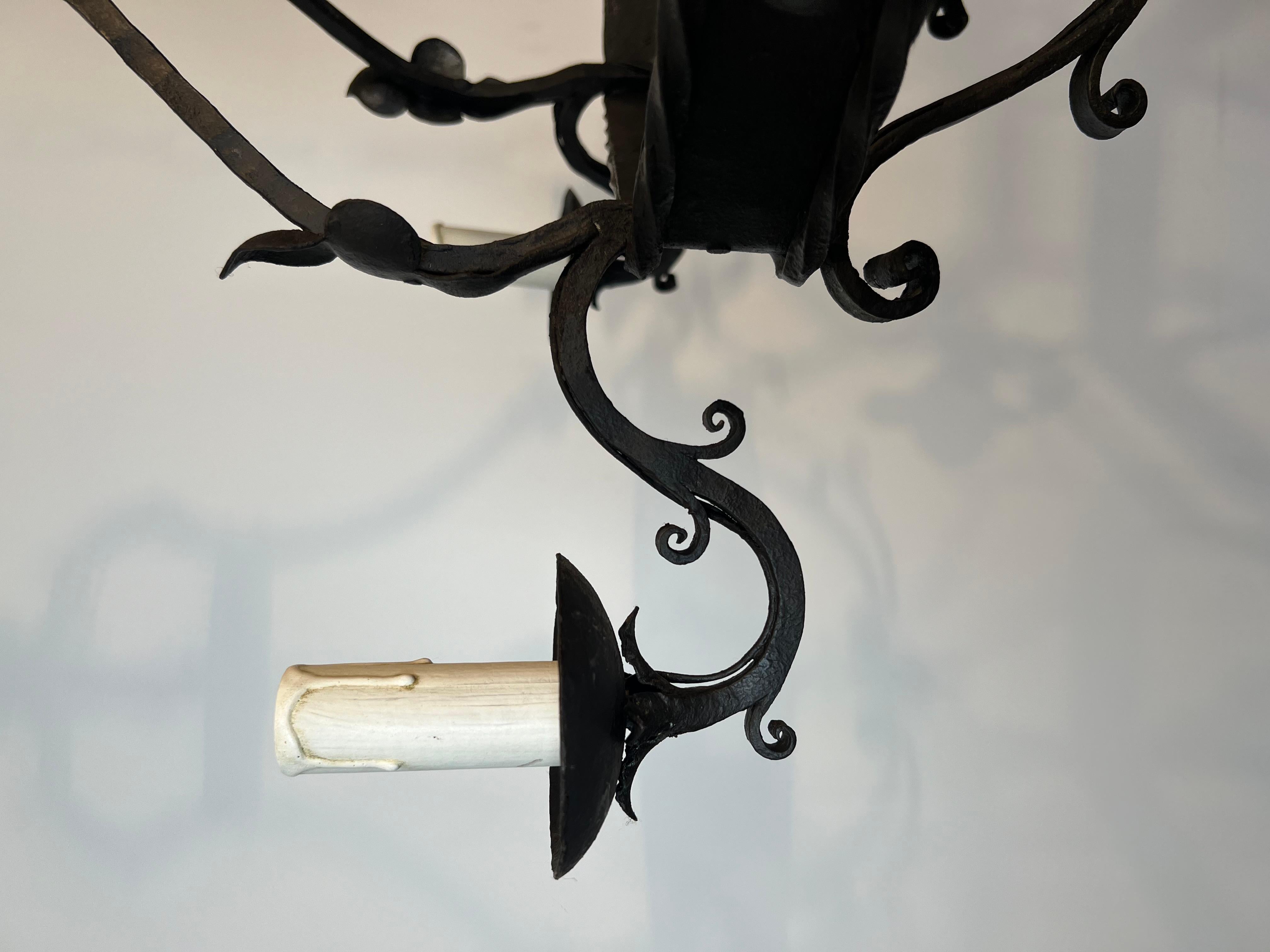 Wrought Iron Cage Chandelier With 7 lights in The Gothic Style For Sale 2