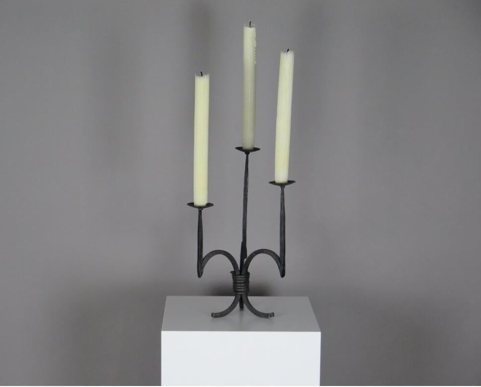 Sharp-Angled Wrought Iron Candelabra. England, circa early 20th century.