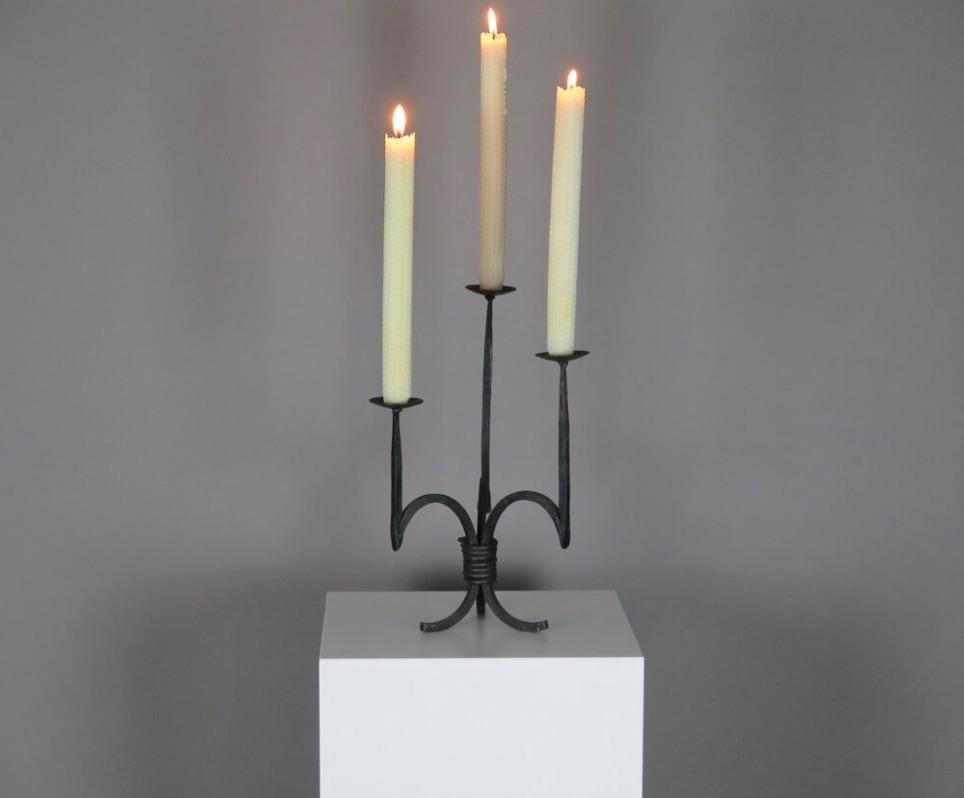 Rustic Wrought Iron Candelabra For Sale