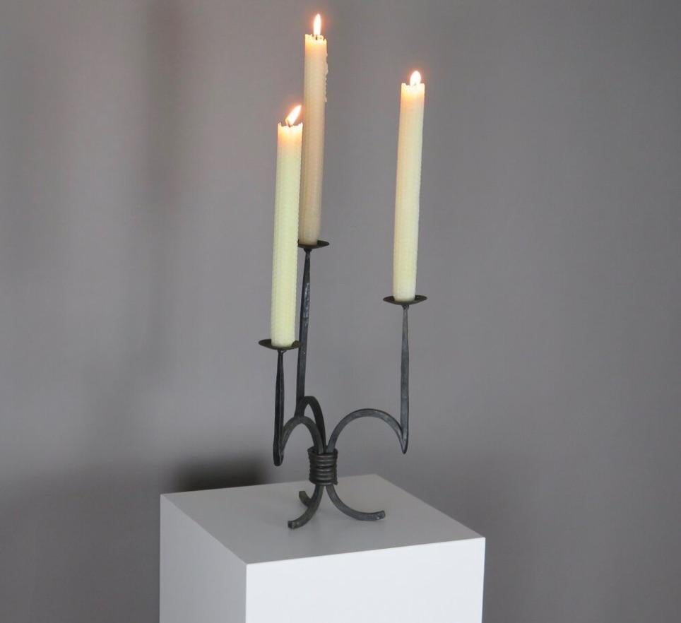 Welded Wrought Iron Candelabra For Sale