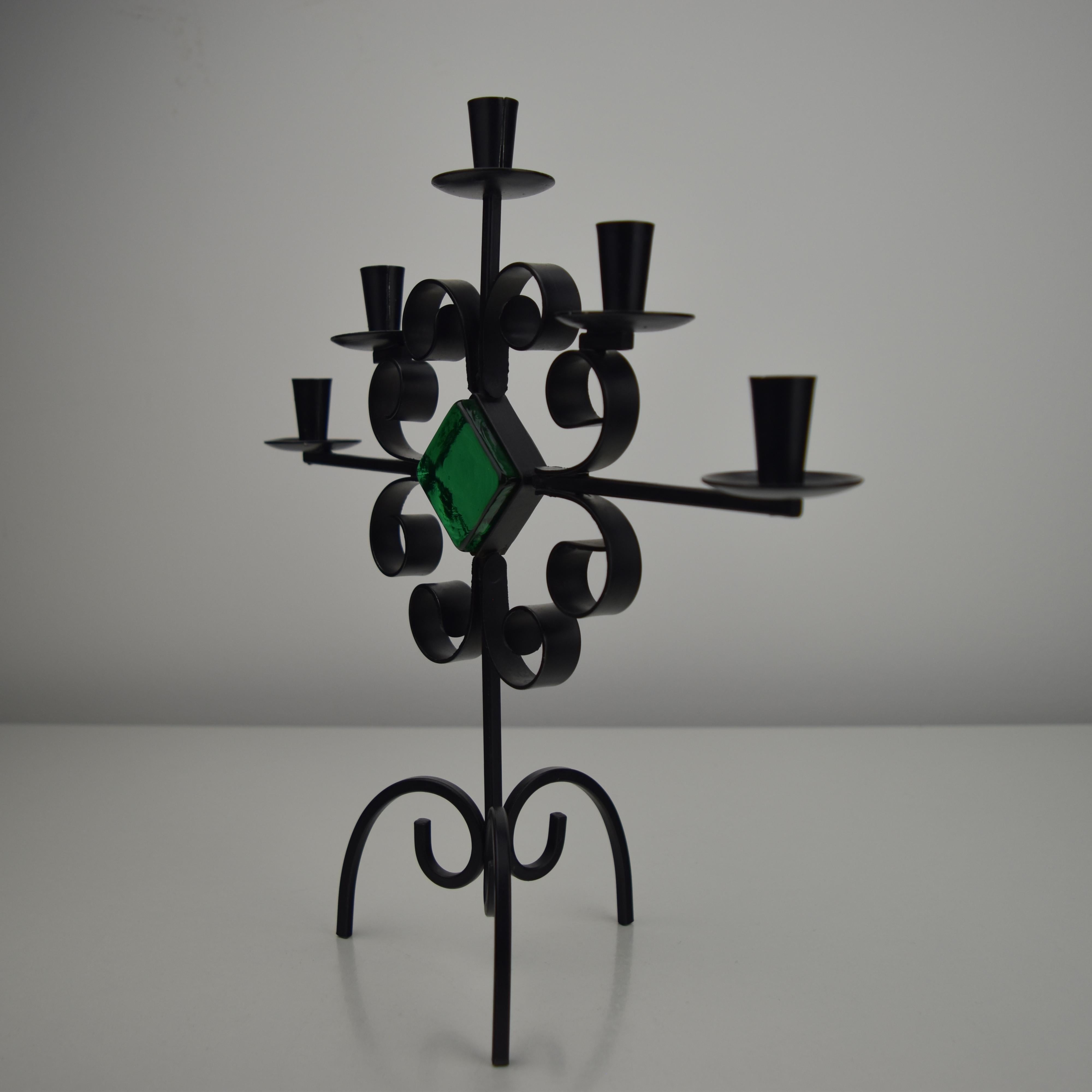 Scandinavian Modern Wrought Iron Candelabra, Gunnar ANDER - 1960s for YSTAD For Sale