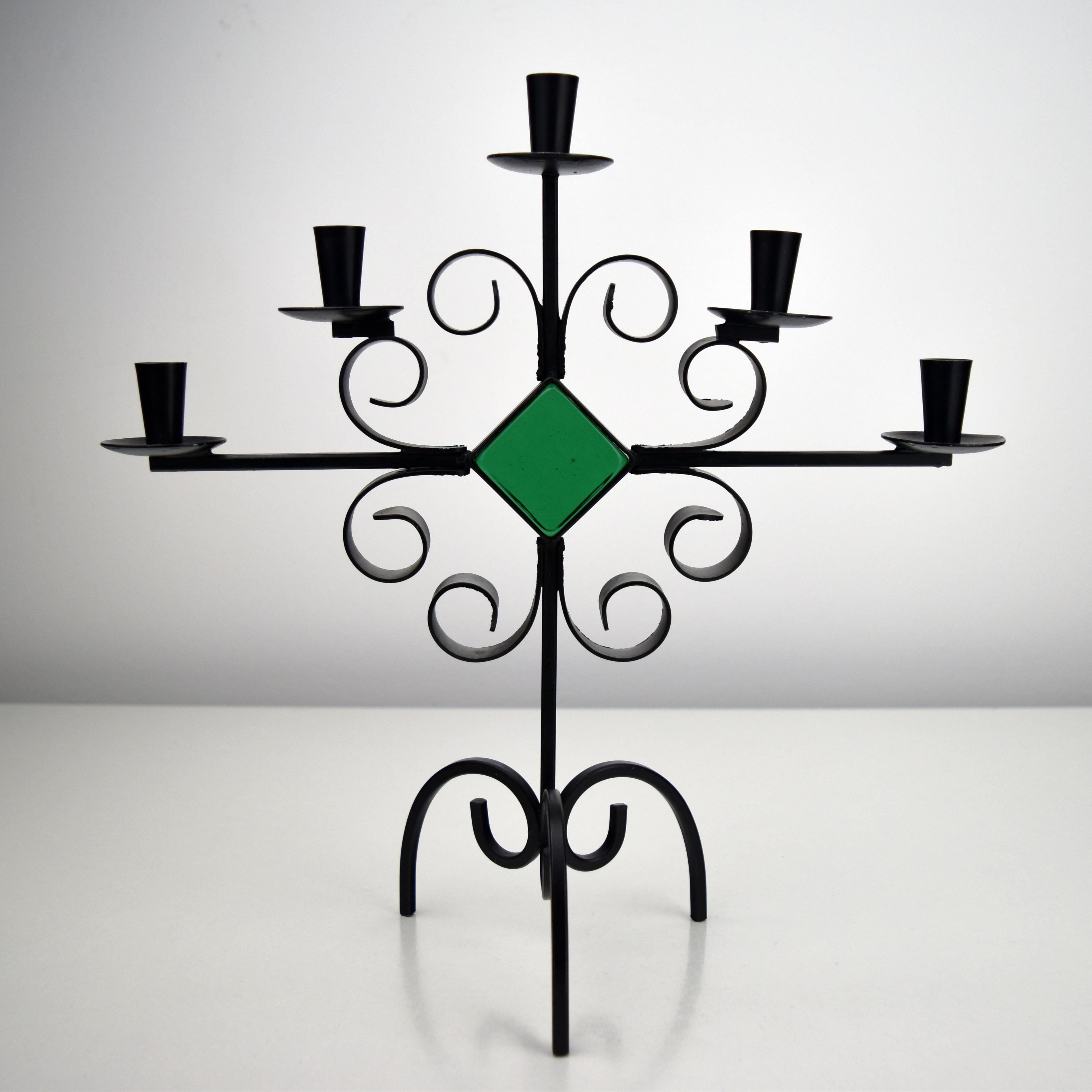 Hand-Crafted Wrought Iron Candelabra, Gunnar ANDER - 1960s for YSTAD For Sale
