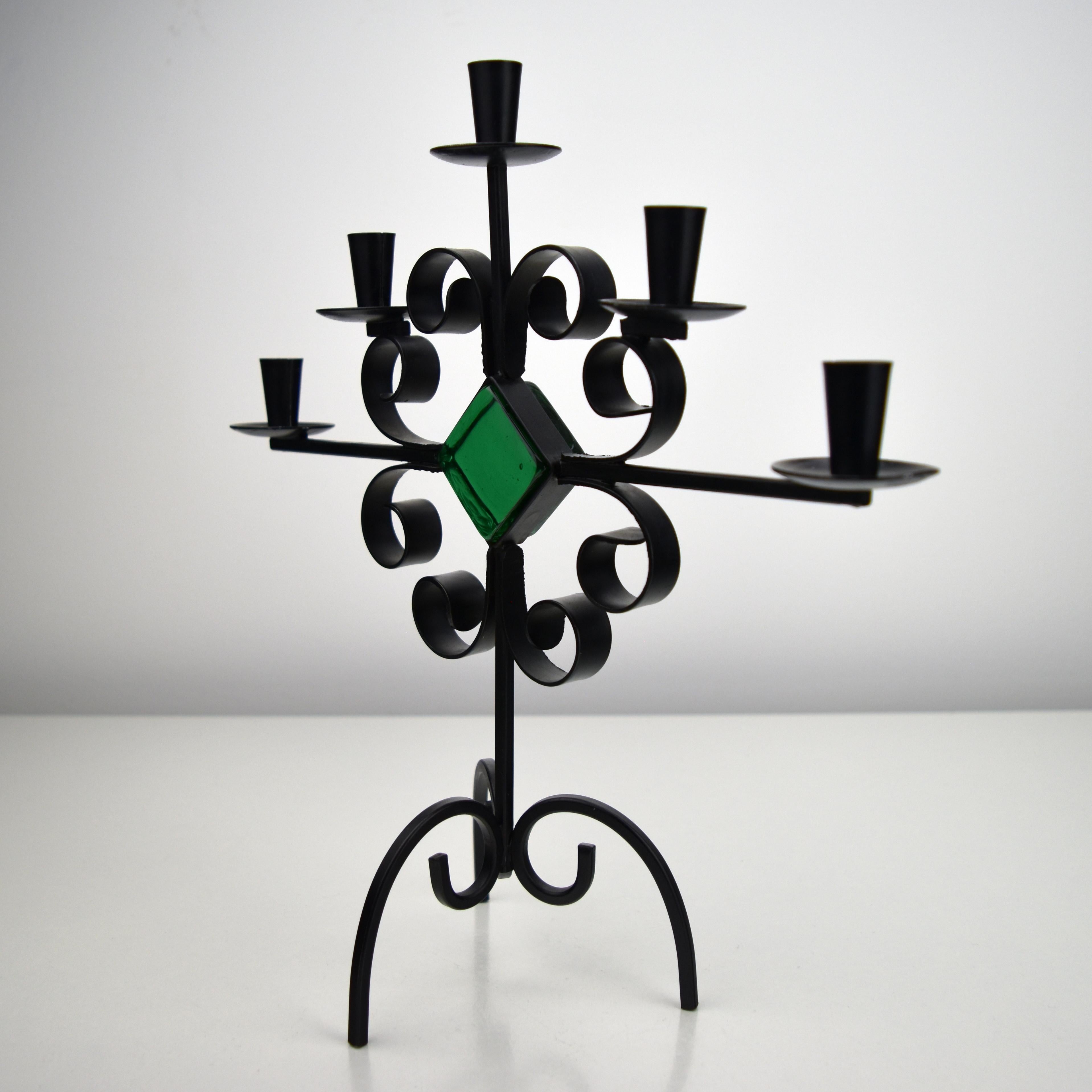 20th Century Wrought Iron Candelabra, Gunnar ANDER - 1960s for YSTAD For Sale