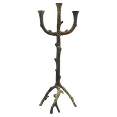 Schmiedeeiserner Kerzenhalter im brutalistischen Giacometti-Stil