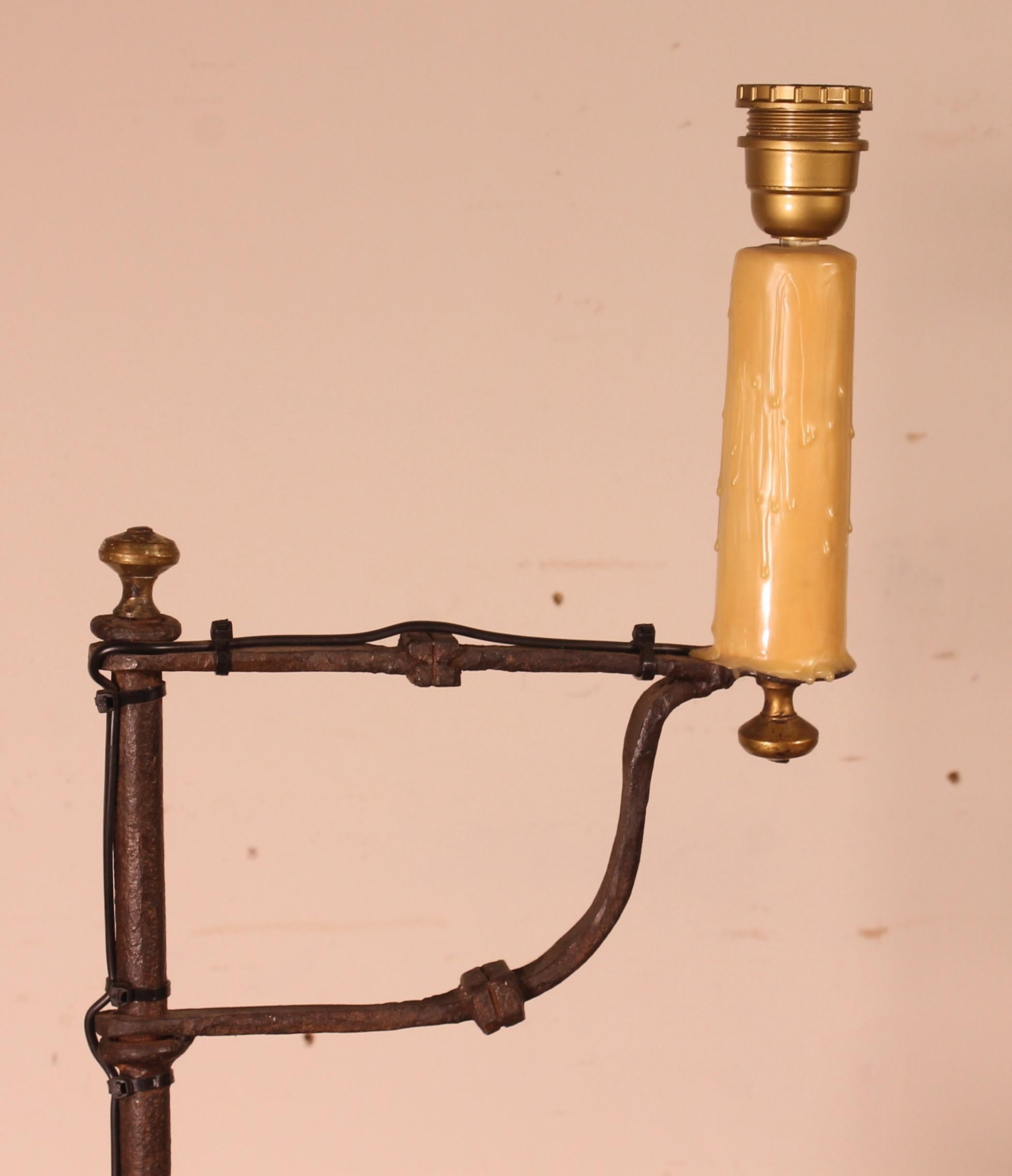 Wrought Iron Candle Holder with Goatskin Lampshade For Sale 2