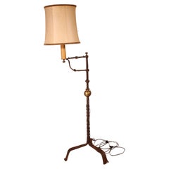 Antique Wrought Iron Candle Holder with Goatskin Lampshade