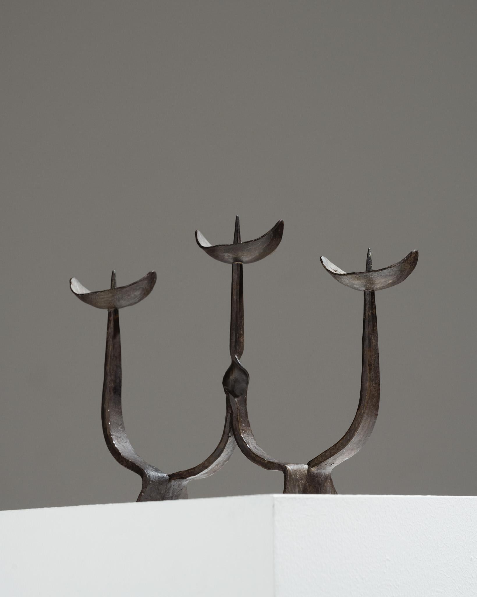 Wrought Iron Wrought iron candlestick, 1950s For Sale