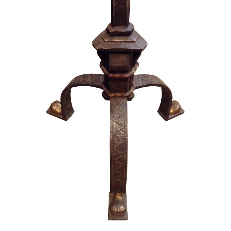 Wrought Iron Candlestick Floor Lamp For Sale at 1stdibs