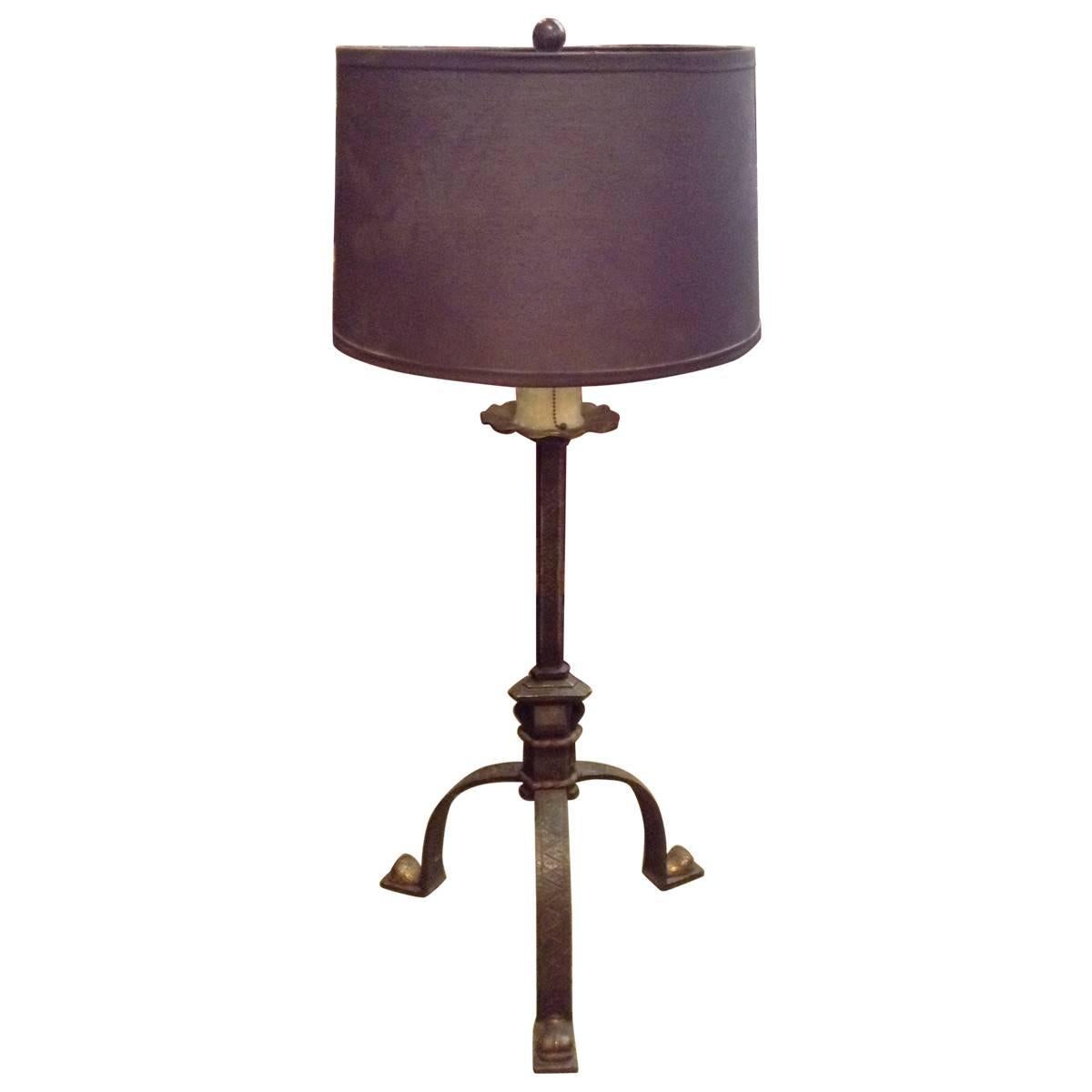 Wrought Iron Candlestick Floor Lamp For Sale