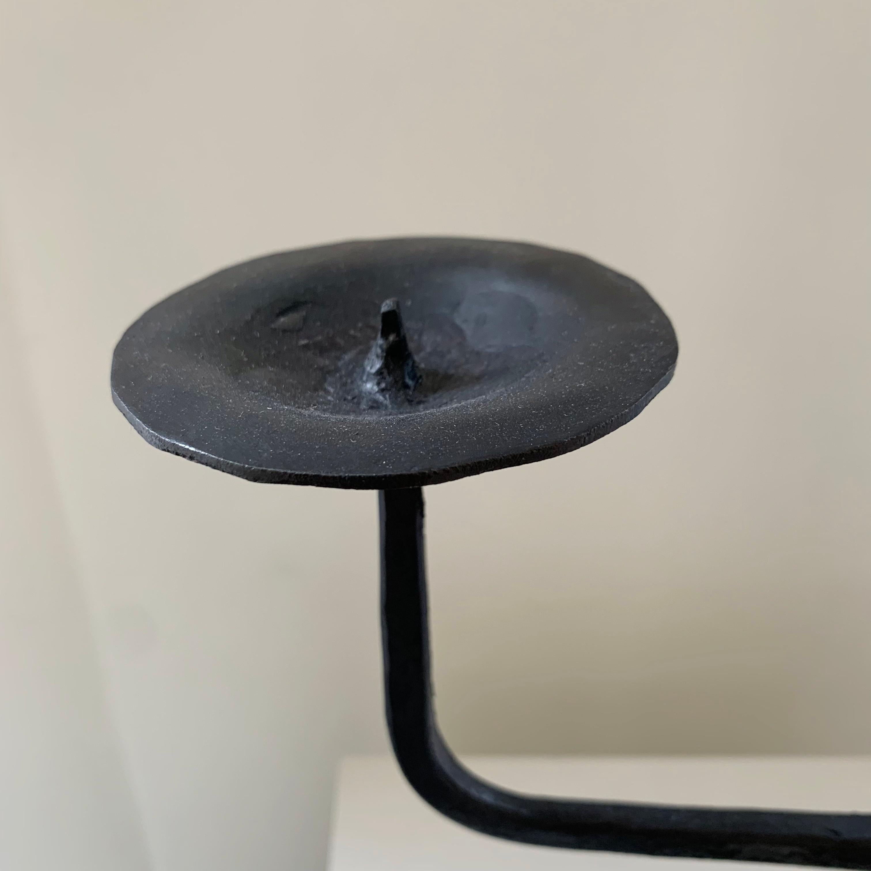 Wrought Iron Candlestick in the Style of Ateliers de Marolles, France c.1950 For Sale 4