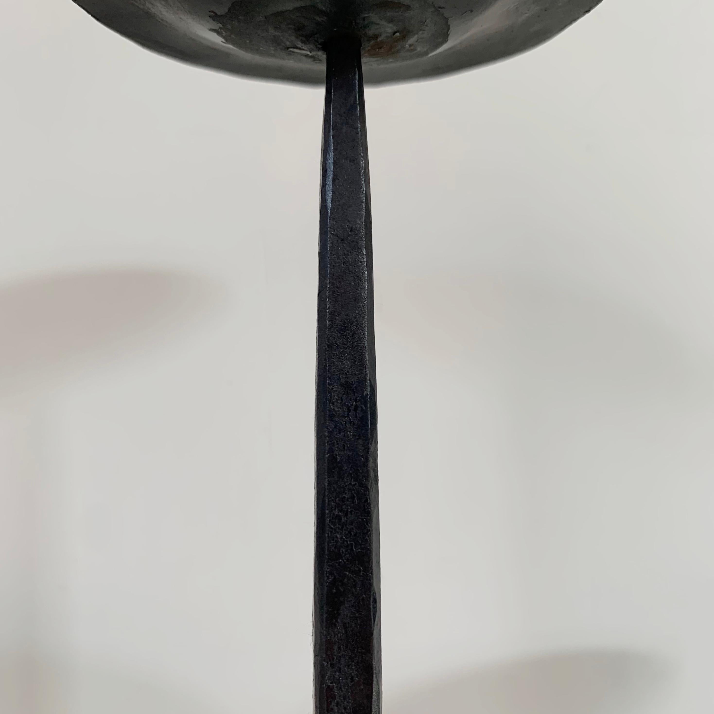 Wrought Iron Candlestick in the Style of Ateliers de Marolles, France c.1950 For Sale 7