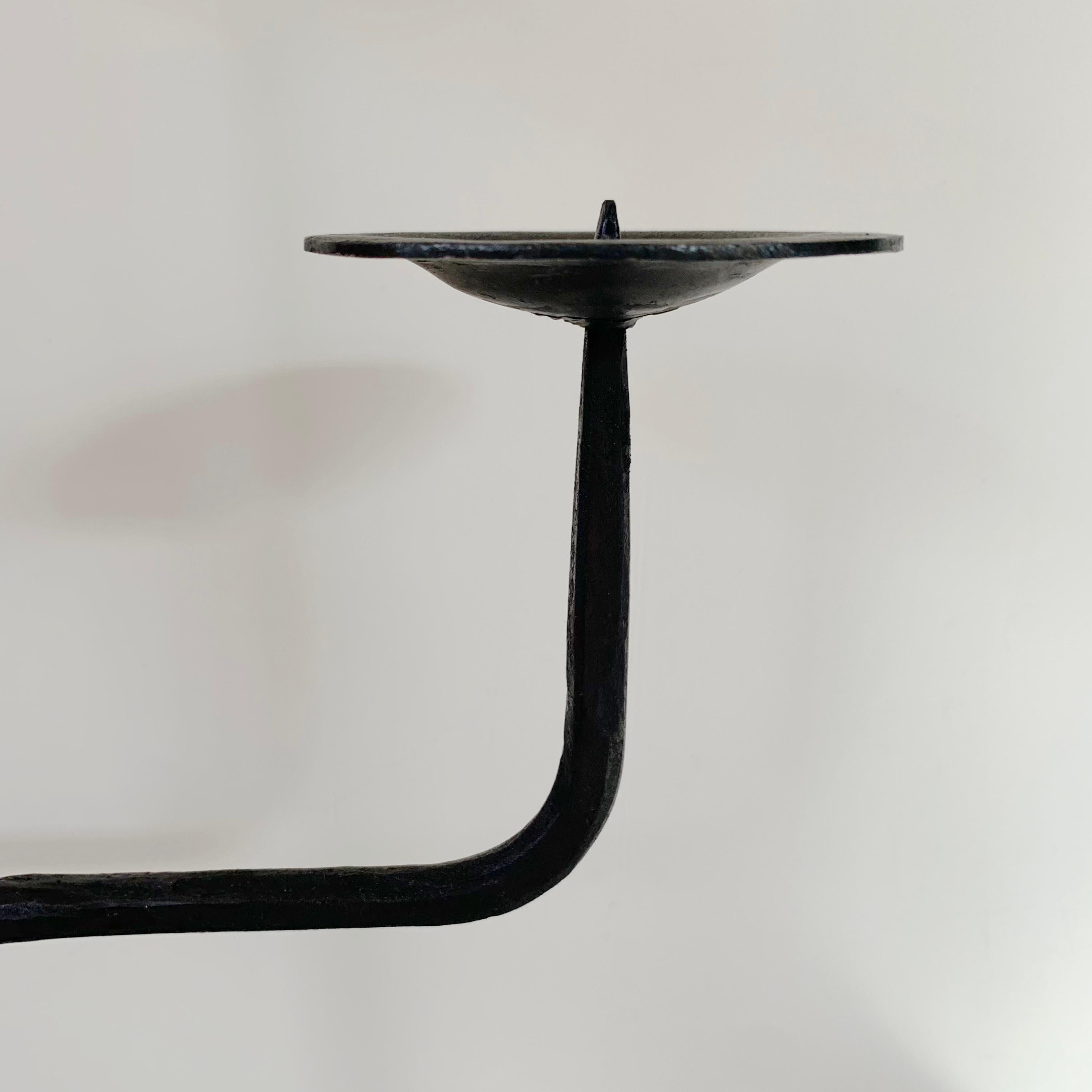 Wrought Iron Candlestick in the Style of Ateliers de Marolles, France c.1950 For Sale 8