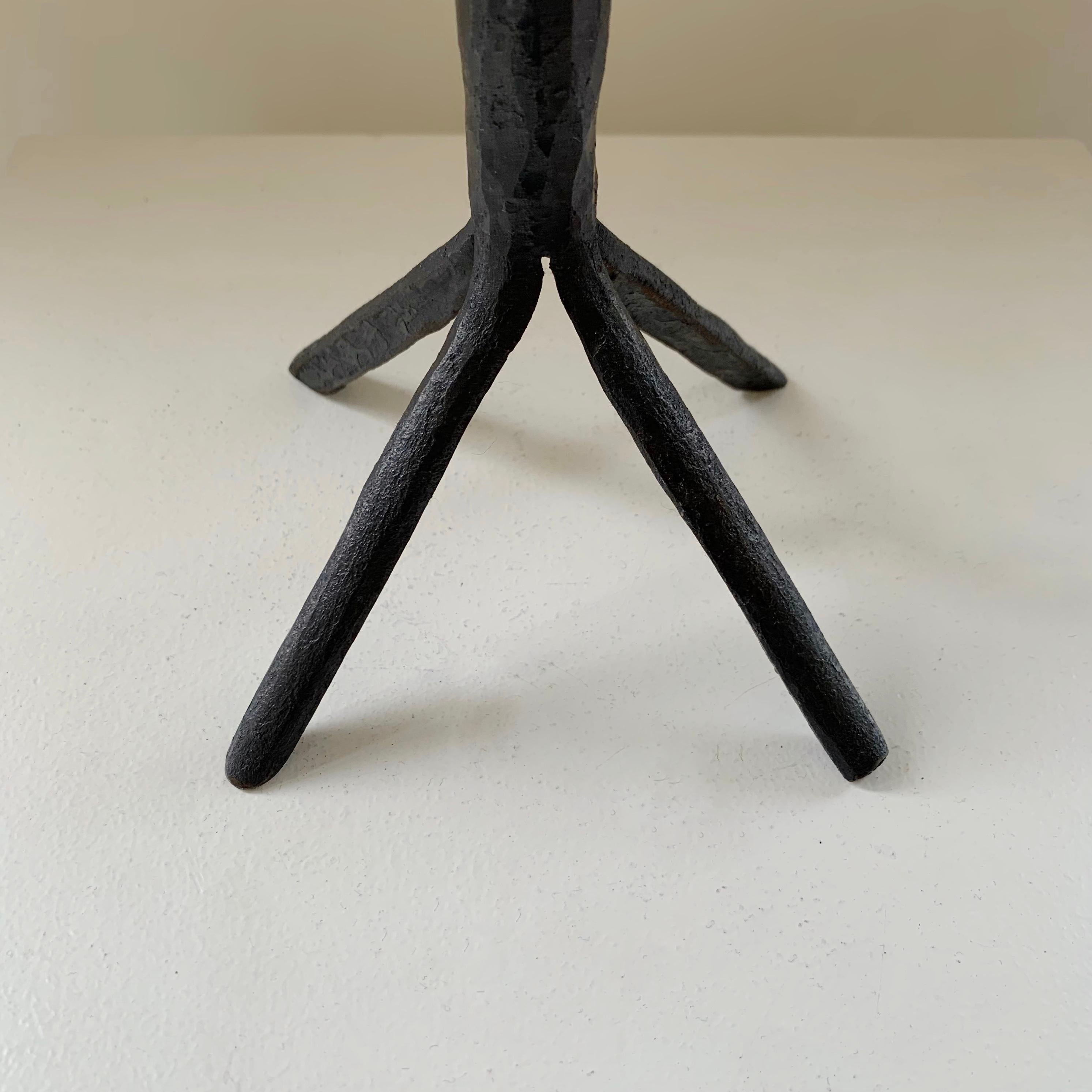 Wrought Iron Candlestick in the Style of Ateliers de Marolles, France c.1950 For Sale 9