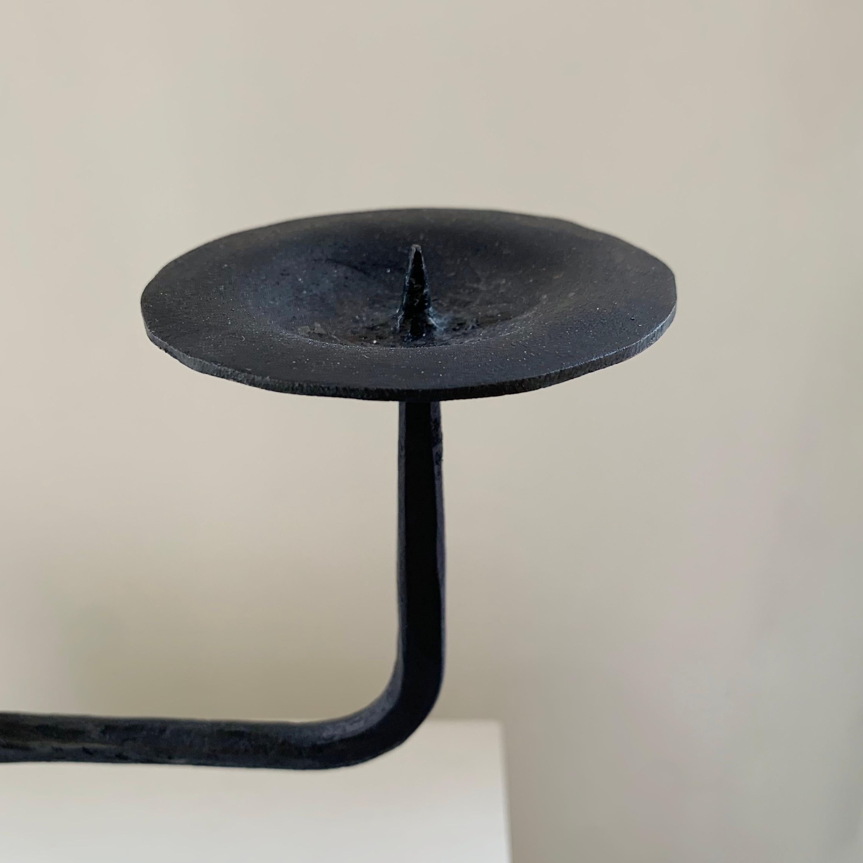 Wrought Iron Candlestick in the Style of Ateliers de Marolles, France c.1950 For Sale 3