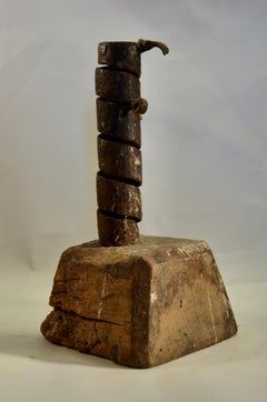 Wrought iron candlestick or cellar rat, Normandy, France, early 20th century.