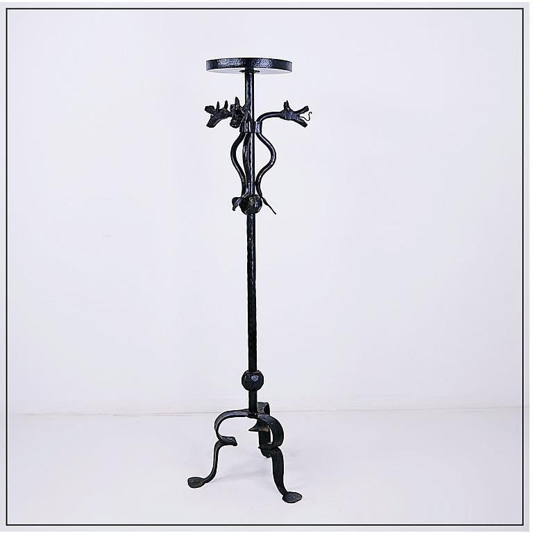 Wrought Iron Candlestick With Dragon decoration For Sale 5