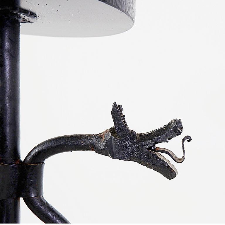 Wrought Iron Candlestick With Dragon decoration For Sale 6