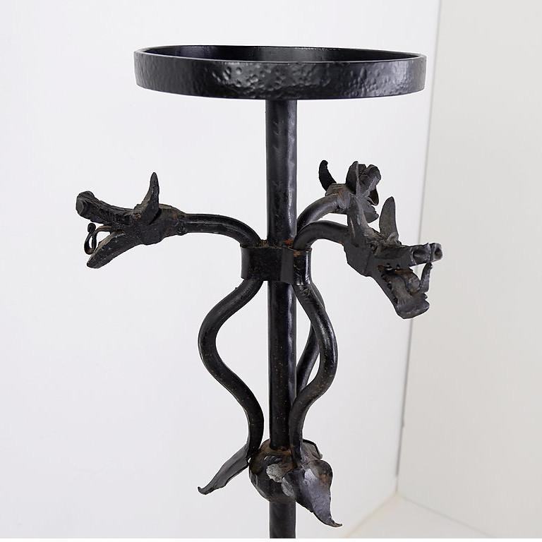 Wrought Iron Candlestick With Dragon decoration For Sale 7